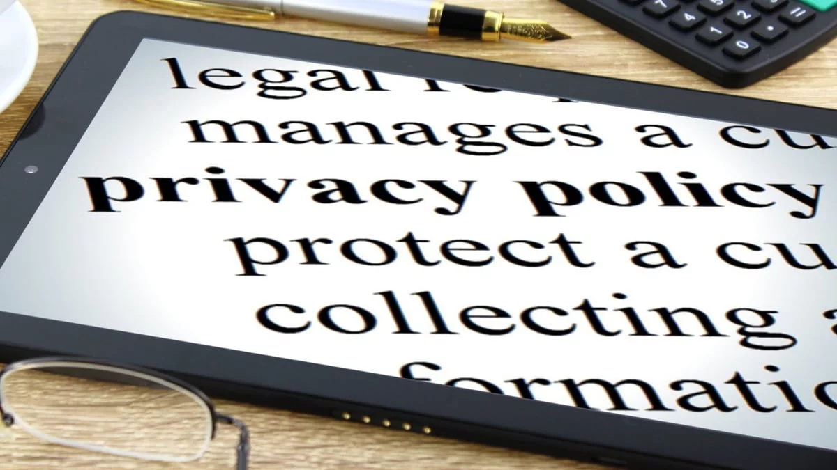 Privacy Policy on a tablet